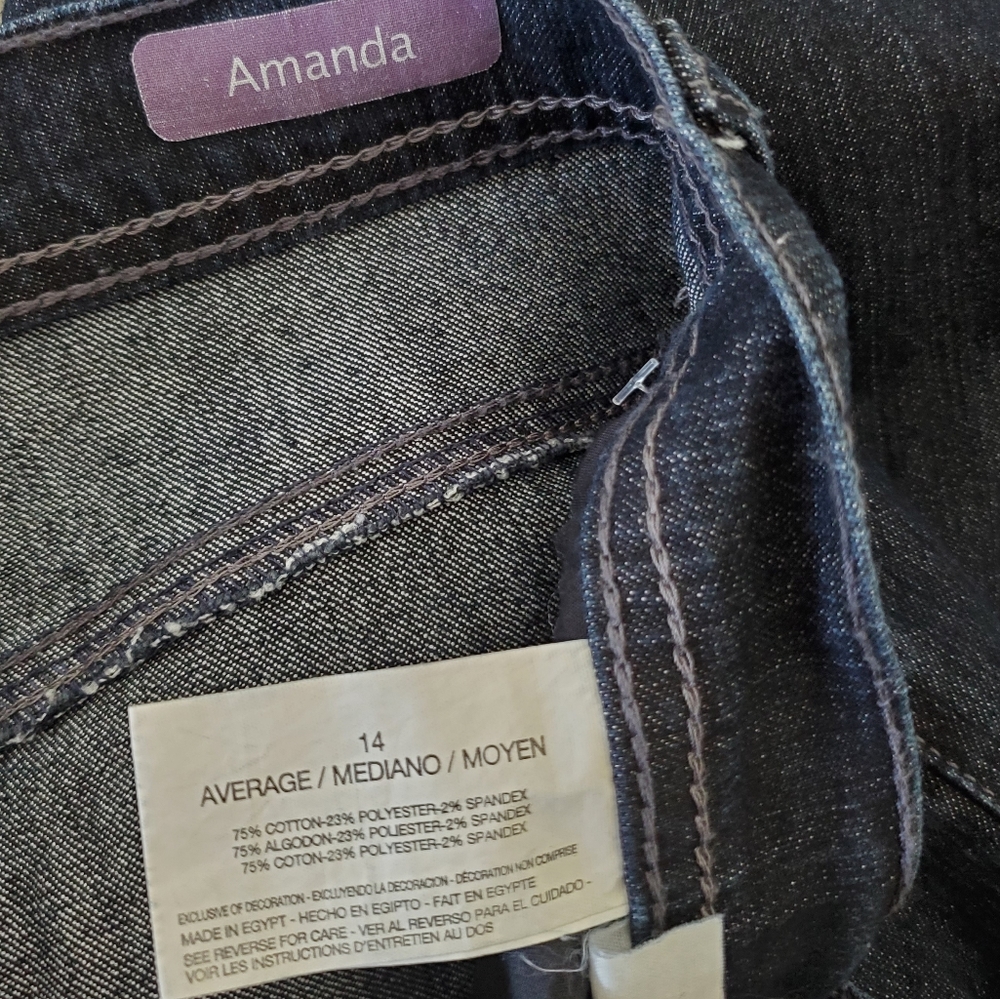 GLORIA VANDERBILT Sz 14 AMANDA Dk Wash Blue Denim Jeans Straight High Rise - Picture 3 of 16